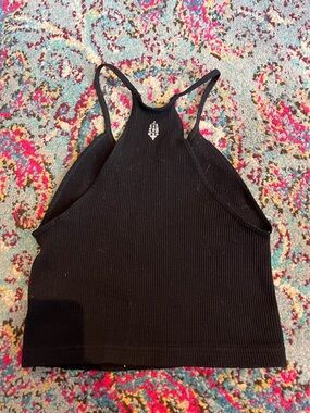 Black Ribbed Halter Crop Top